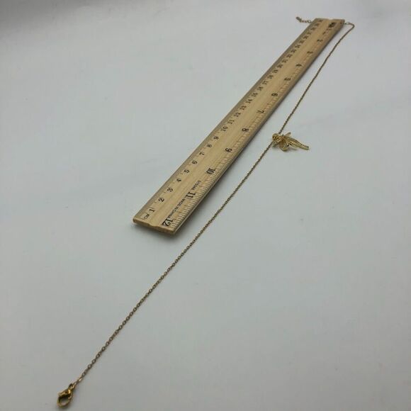 18K Gold Plated Women's Tied Bow Ribbon Shape Necklace Cubic Zirconia Waterproof - Picture 11 of 12